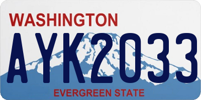 WA license plate AYK2033