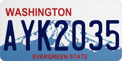 WA license plate AYK2035