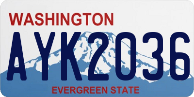 WA license plate AYK2036