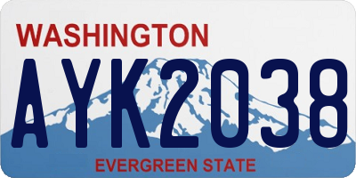 WA license plate AYK2038