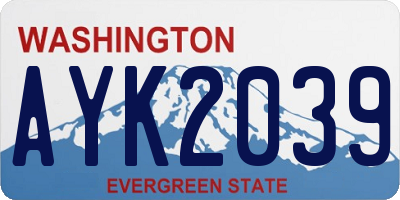 WA license plate AYK2039