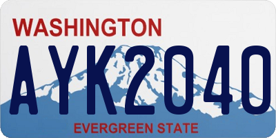 WA license plate AYK2040