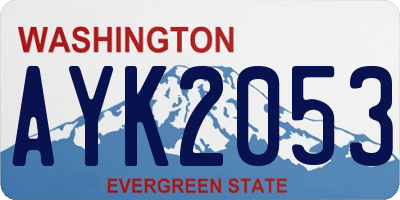 WA license plate AYK2053