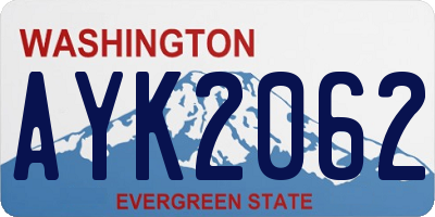 WA license plate AYK2062