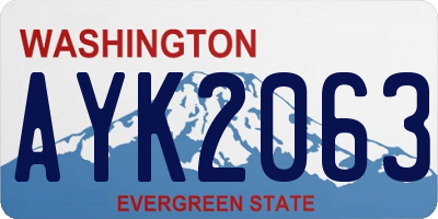 WA license plate AYK2063