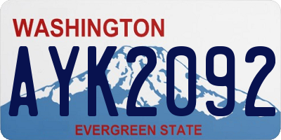 WA license plate AYK2092
