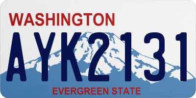 WA license plate AYK2131