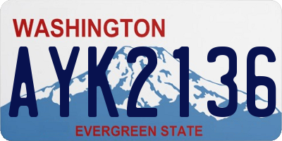 WA license plate AYK2136
