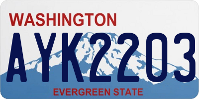 WA license plate AYK2203