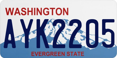 WA license plate AYK2205