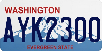 WA license plate AYK2300