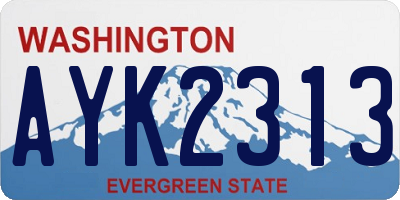 WA license plate AYK2313