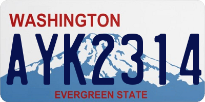 WA license plate AYK2314