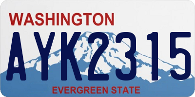 WA license plate AYK2315