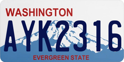 WA license plate AYK2316