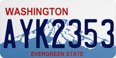 WA license plate AYK2353