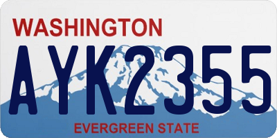 WA license plate AYK2355