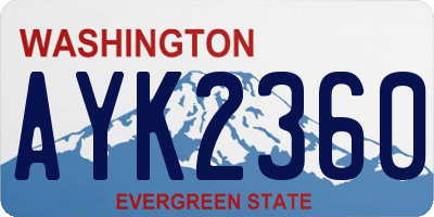 WA license plate AYK2360