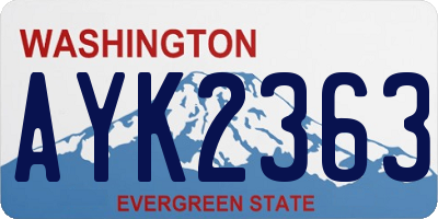 WA license plate AYK2363