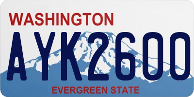 WA license plate AYK2600