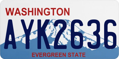WA license plate AYK2636