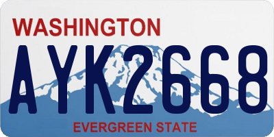 WA license plate AYK2668