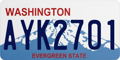 WA license plate AYK2701