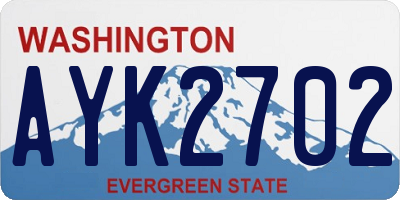 WA license plate AYK2702