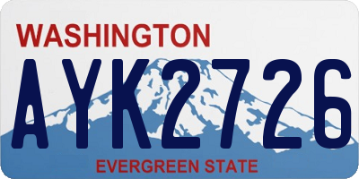 WA license plate AYK2726