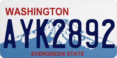 WA license plate AYK2892