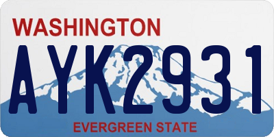 WA license plate AYK2931
