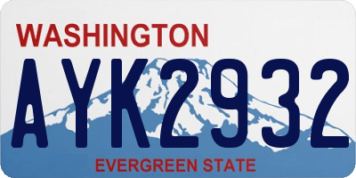 WA license plate AYK2932