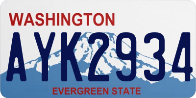 WA license plate AYK2934