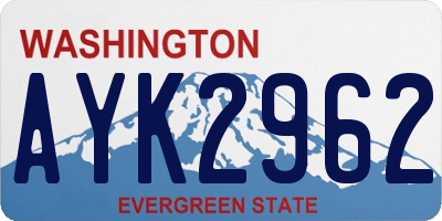 WA license plate AYK2962