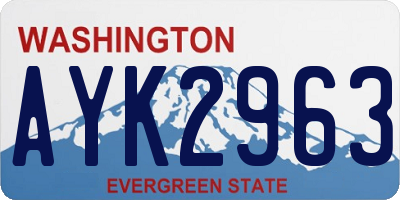 WA license plate AYK2963