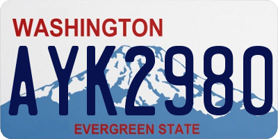 WA license plate AYK2980