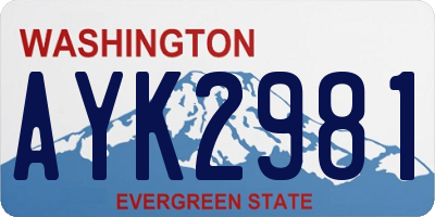 WA license plate AYK2981