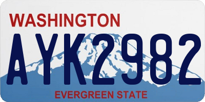 WA license plate AYK2982