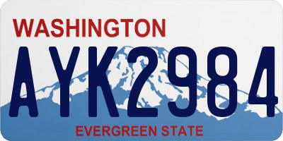 WA license plate AYK2984