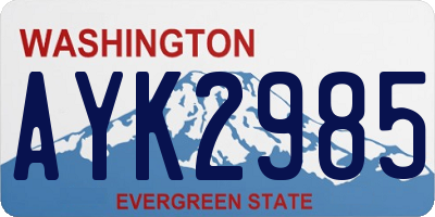 WA license plate AYK2985