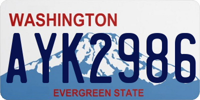 WA license plate AYK2986