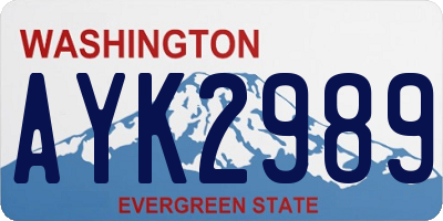 WA license plate AYK2989