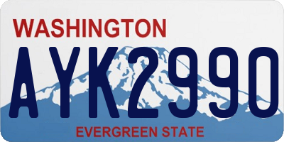 WA license plate AYK2990