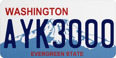 WA license plate AYK3000