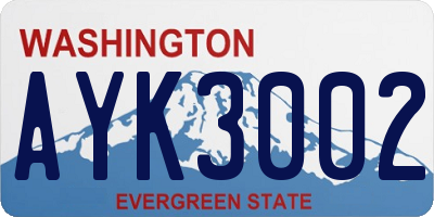 WA license plate AYK3002
