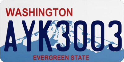 WA license plate AYK3003