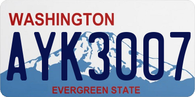 WA license plate AYK3007