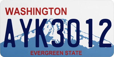 WA license plate AYK3012