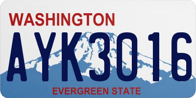 WA license plate AYK3016