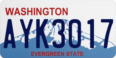 WA license plate AYK3017